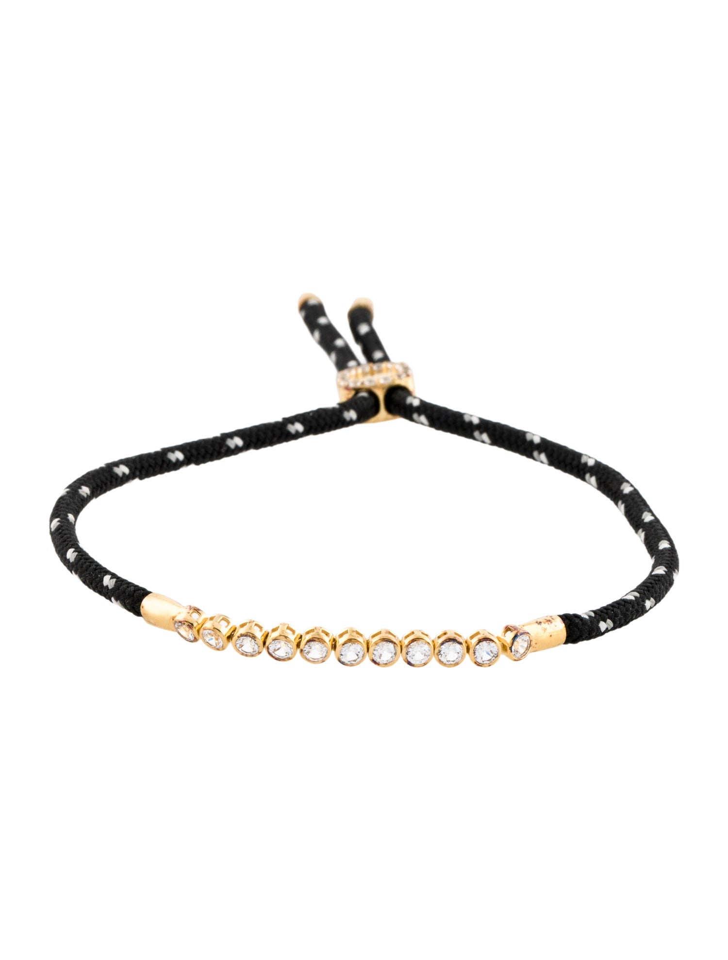 Dorsey Paracord & 1.69ctw Lab-Grown Colorless Sapphire James Bezel Noir et Blanc Anklet