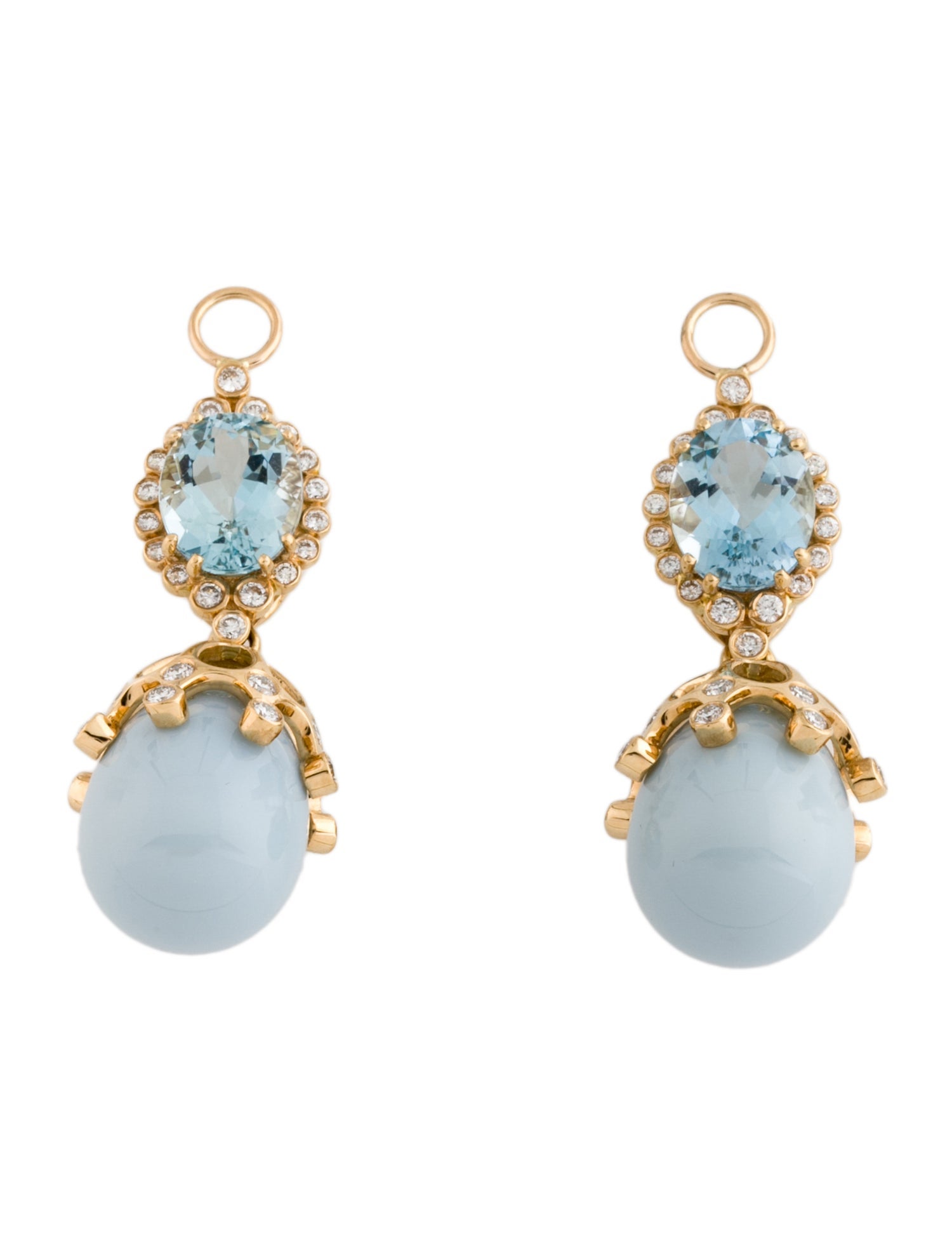 Erica Courtney 18K Opal, Aquamarine, & Diamond Tear Drop Earring Enhancers