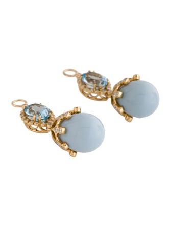 Erica Courtney 18K Opal, Aquamarine, & Diamond Tear Drop Earring Enhancers
