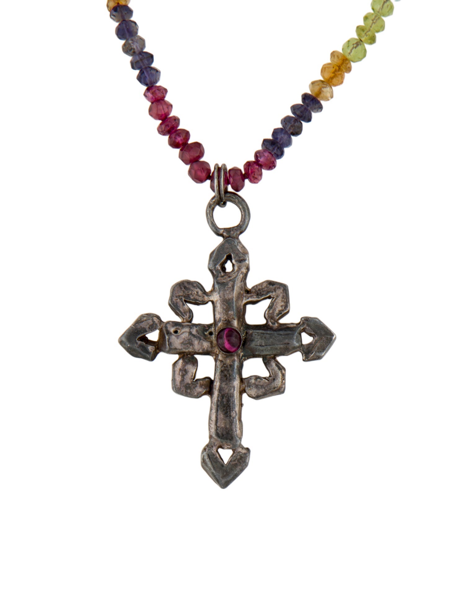 Erica Courtney Multistone Cross Pendant Necklace