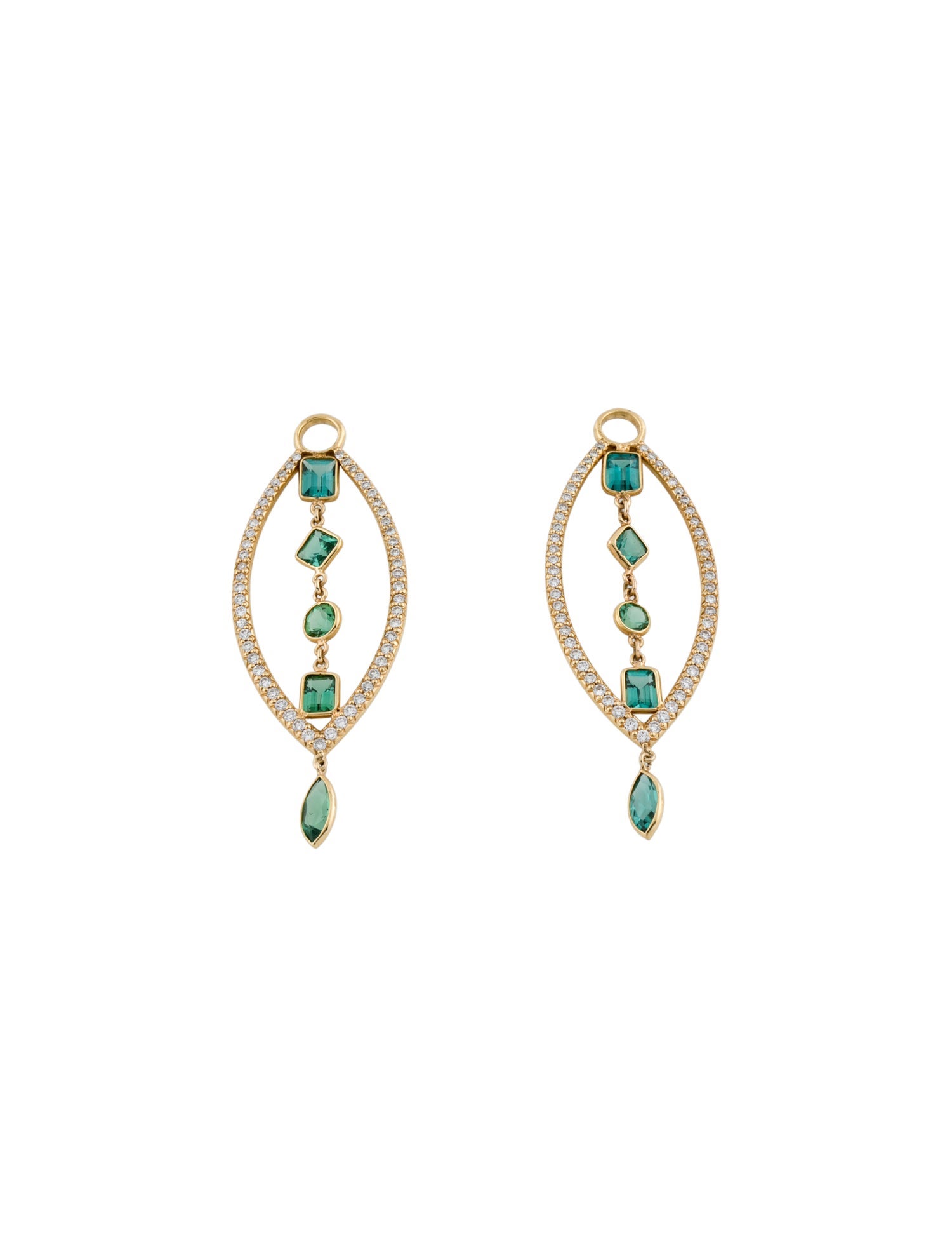 Erica Courtney 18K 3.61ctw Tourmaline & Diamond Earring Enhancers