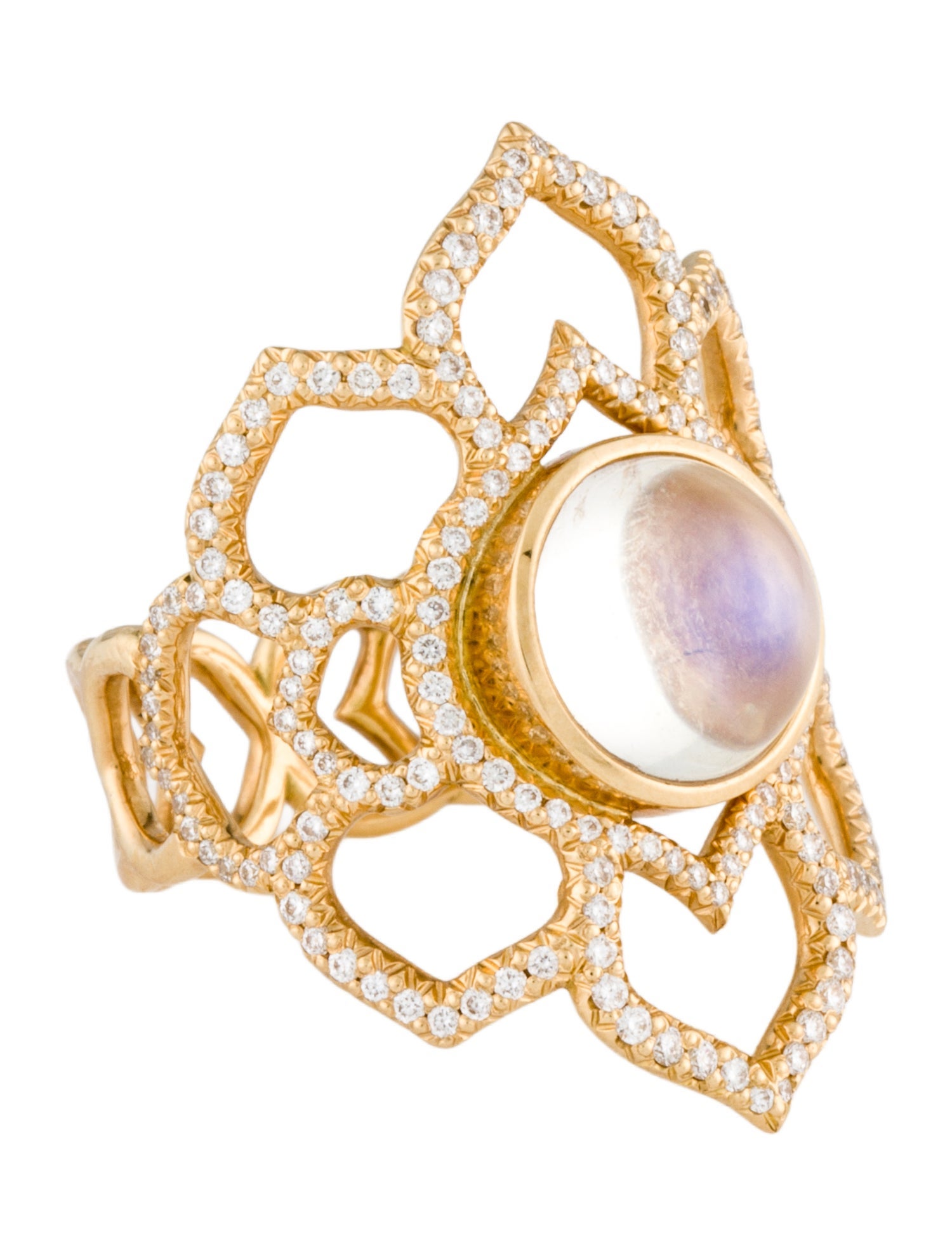 Erica Courtney 18K Moonstone Labradorite & Diamond Orchid Ring