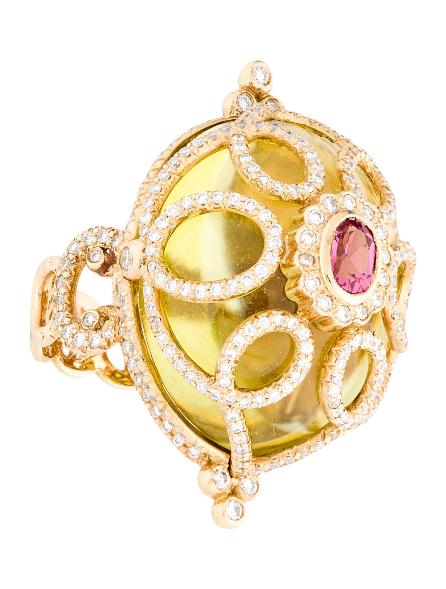 Erica Courtney 18K 1.70ctw Diamond, Citrine & Spinel 'Starlight' Cocktail Ring