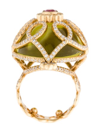 Erica Courtney 18K 1.70ctw Diamond, Citrine & Spinel 'Starlight' Cocktail Ring