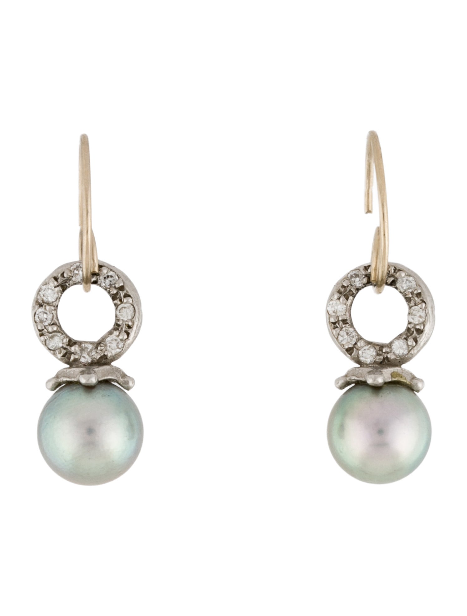 Erica Courtney Platinum Pearl & Diamond Earring Enhancers w/ Unbranded 14K Hoops