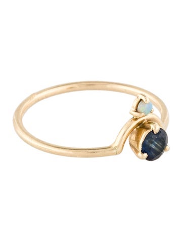 Wwake Cocktail Ring 14K Sapphire & Opal Limited Edition Nestled 6