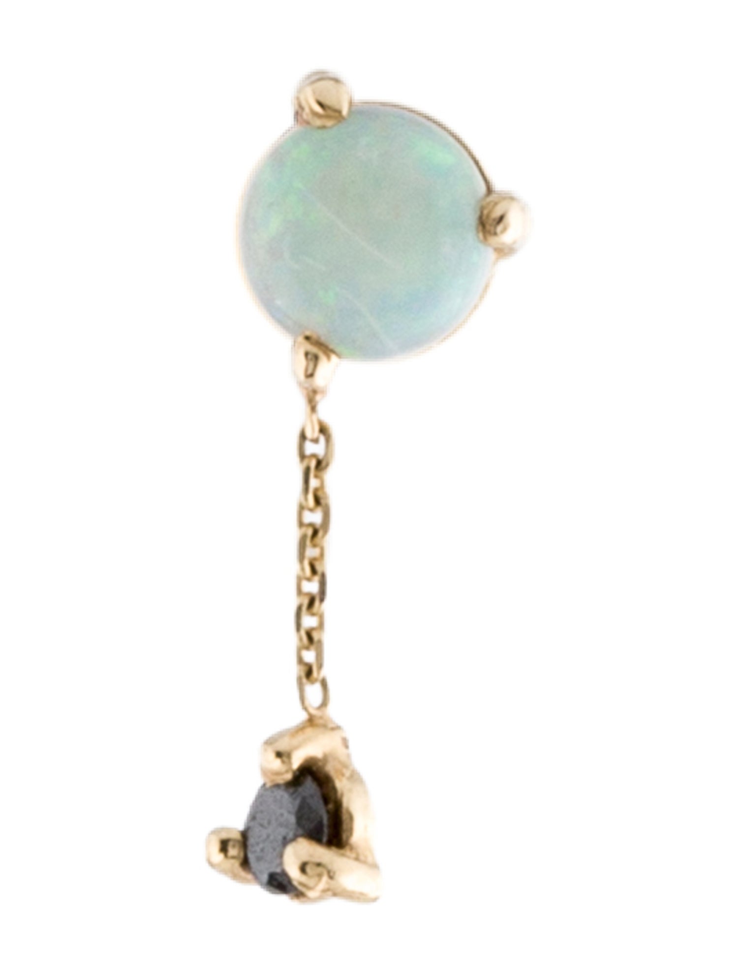 WWAKE 14K Opal & Diamond Two-Step Chain Single Earring