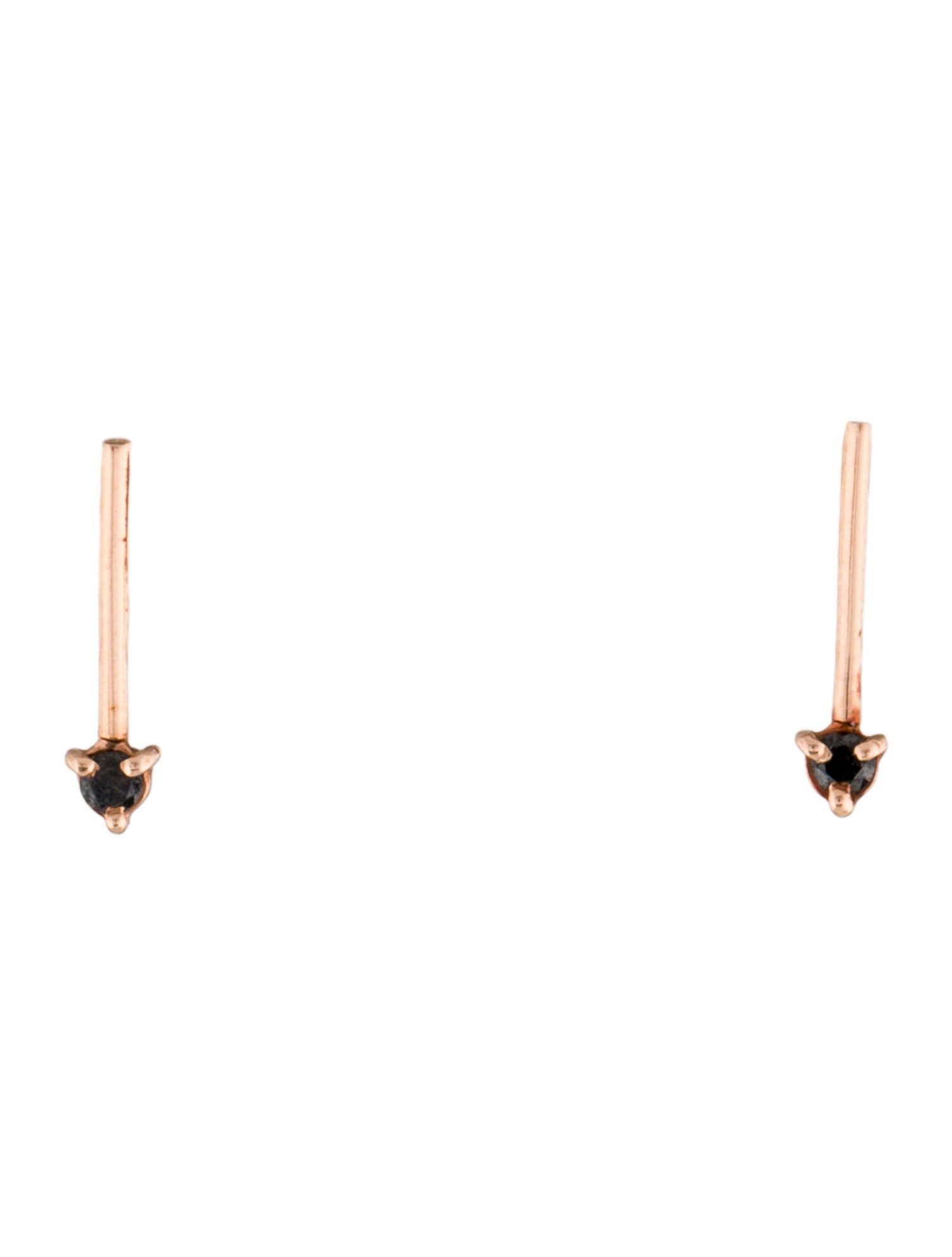 WWAKE 14K Black Diamond One-Step Bar Stud Earrings