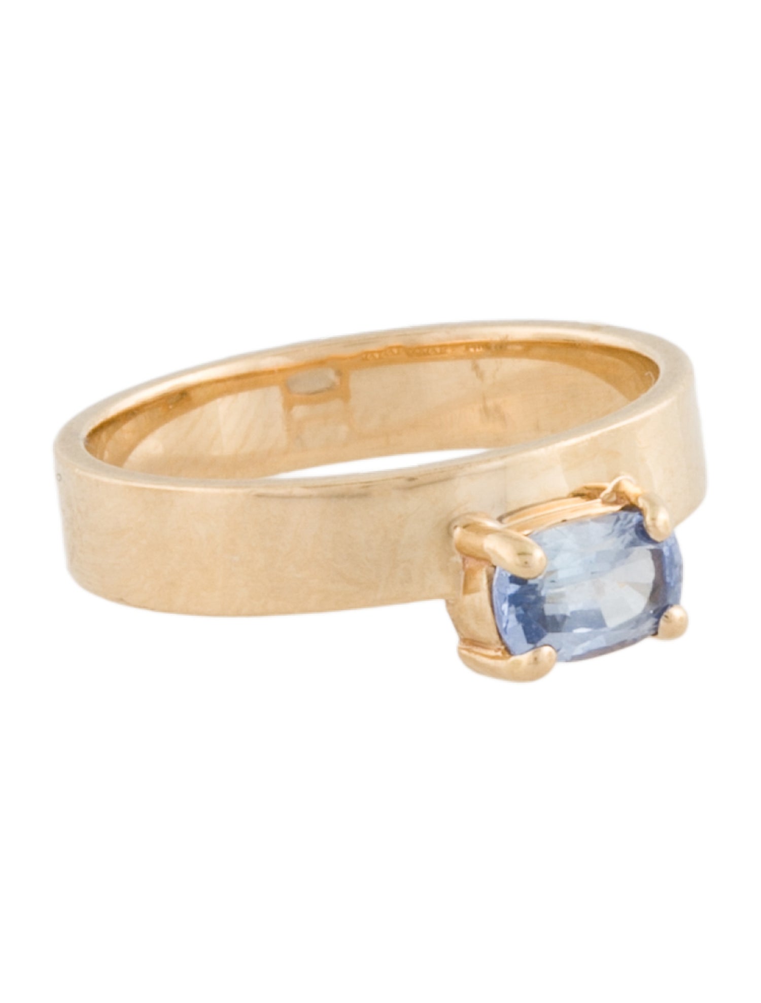 WWAKE 14K Sapphire Oval Cut Monolith Ring