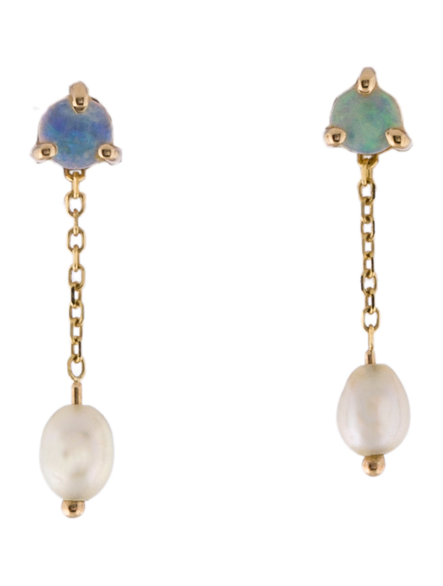 WWAKE 14K Pearl & Opal Large Shower Drop Earrings
