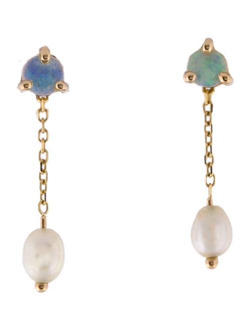 WWAKE 14K Pearl & Opal Large Shower Drop Earrings
