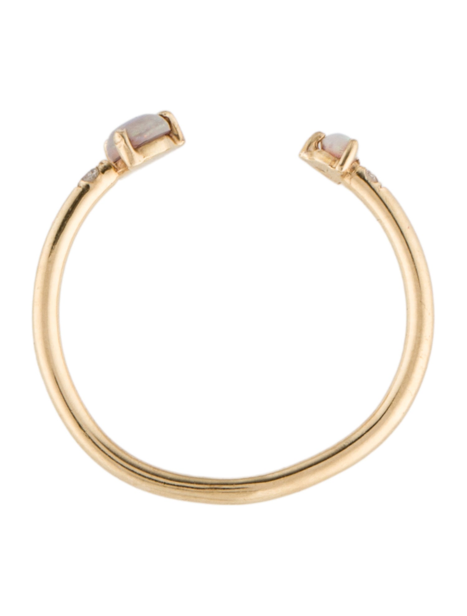 WWAKE 14K Opal & Diamond Open Band