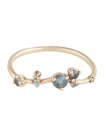 WWAKE 14K Sapphire & Diamond Organic Triangle Ring