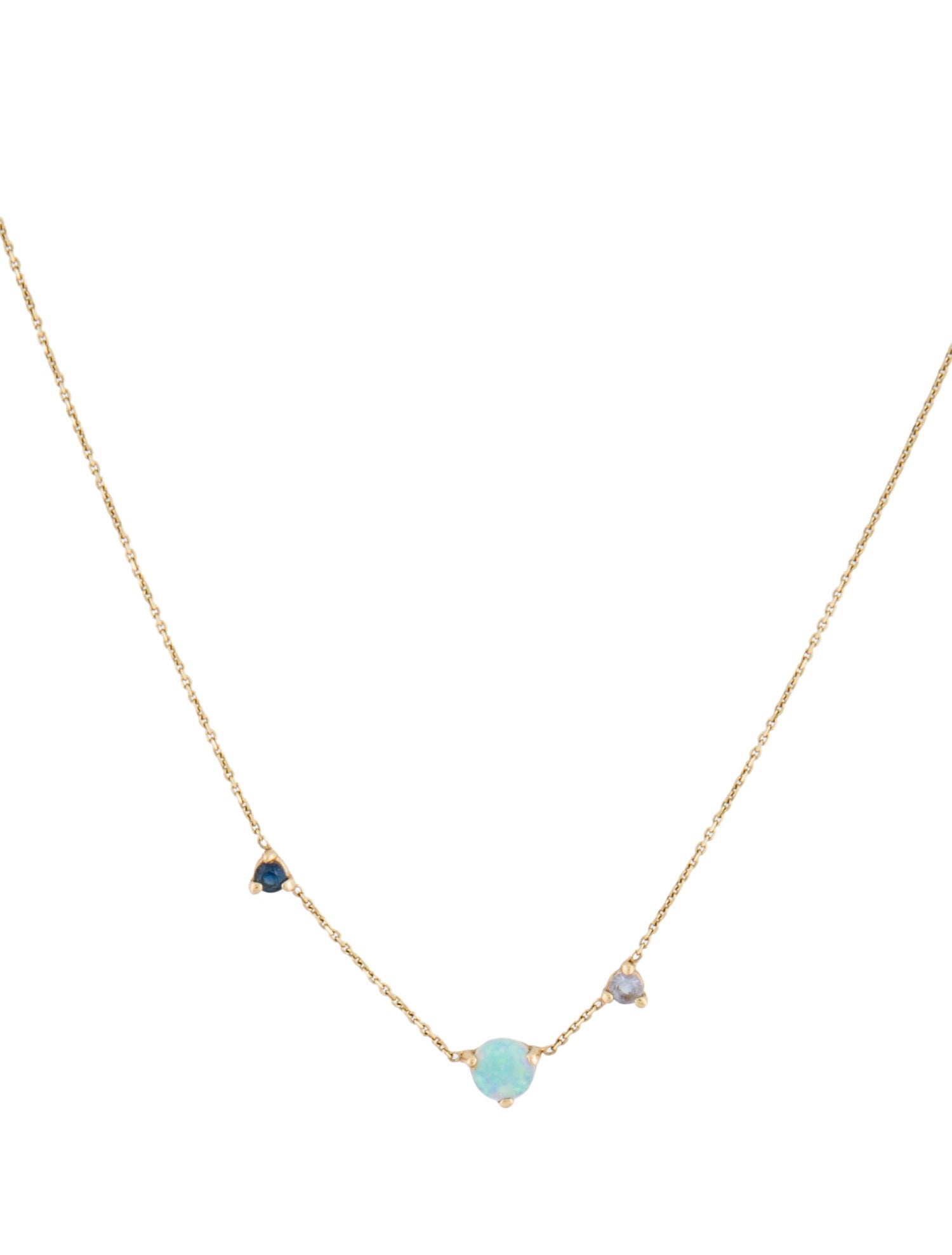 WWAKE 14K Opal & Sapphire Three Step Necklace