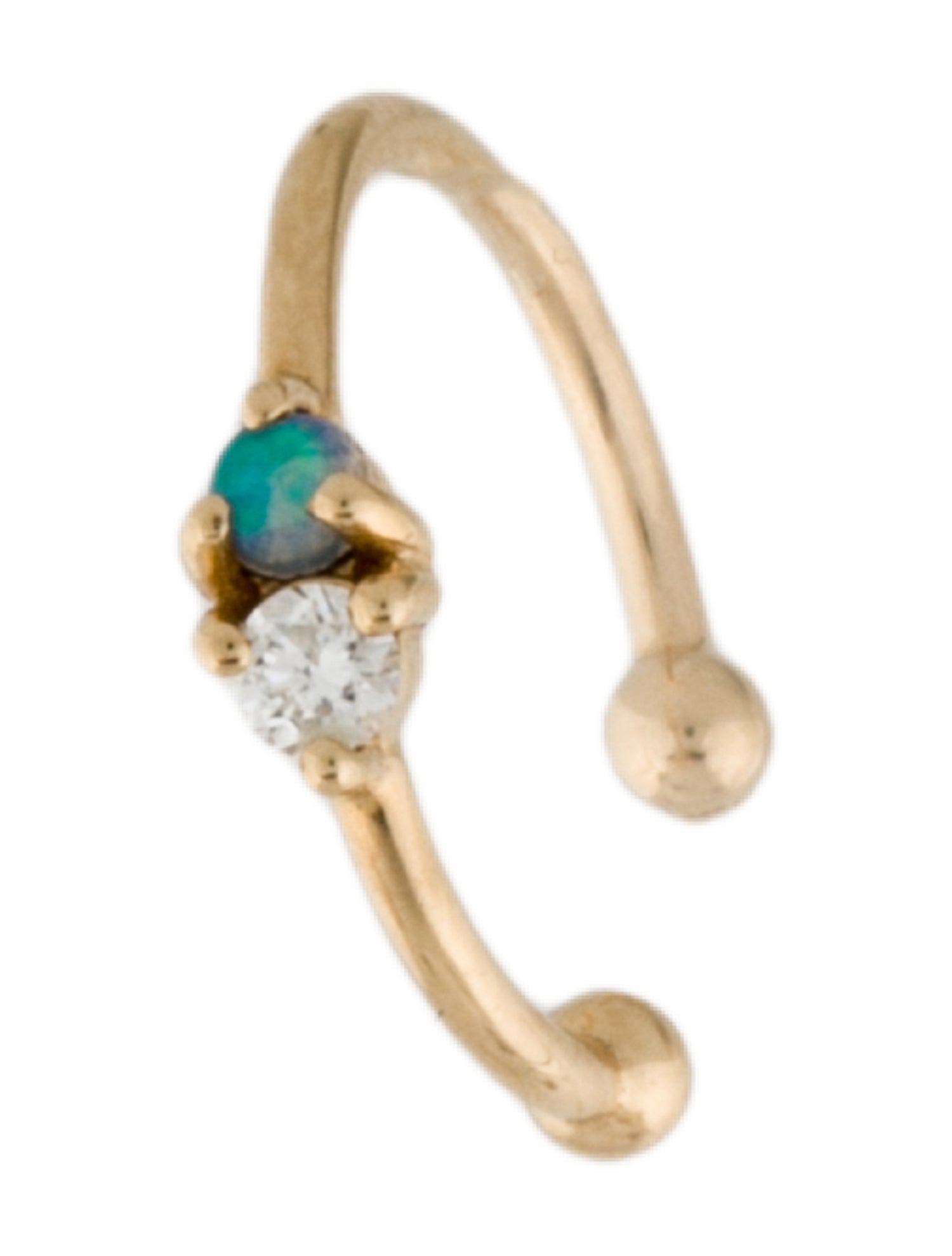 WWAKE 14K Opal & Diamond Two-Step Ear Cuff