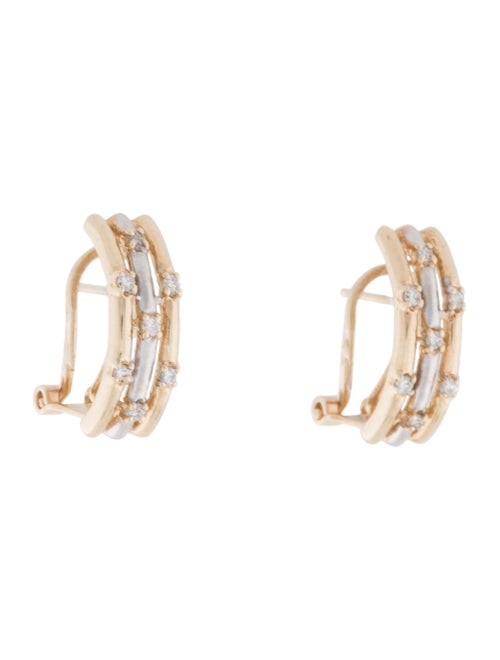 14K Diamond Hoop Earrings yellow