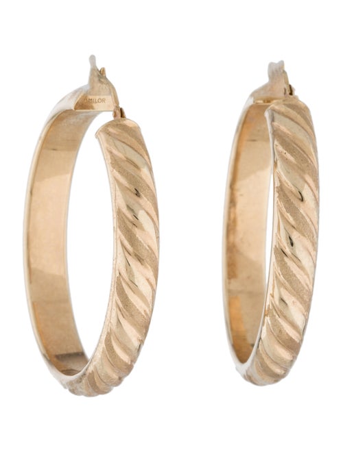 14K Textured Hoop Earrings yellow