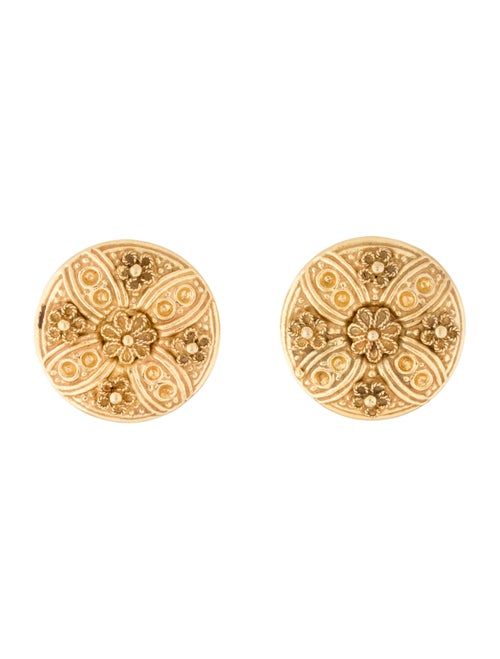 14K Ornate Flower Earclips yellow