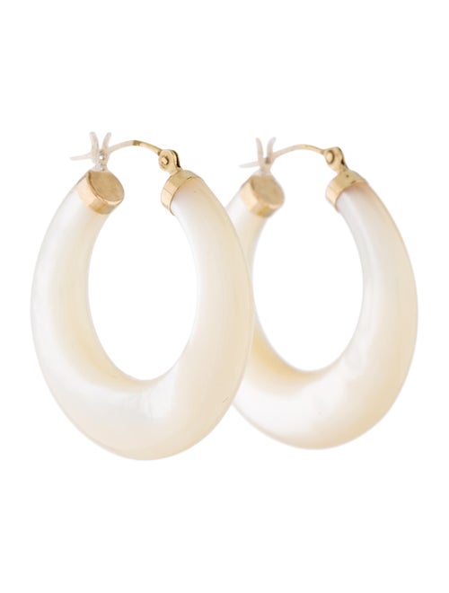 Earrings 14K Mother of Pearl Hoop Earrings yellow