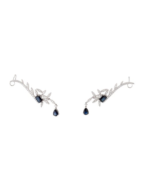 Earrings 18K Sapphire & Diamond Ear Climbers White