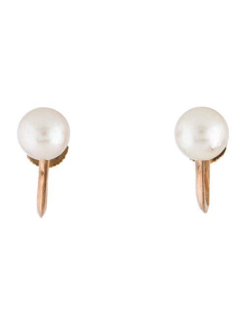 14K Pearl Screw On Earrings Yellow