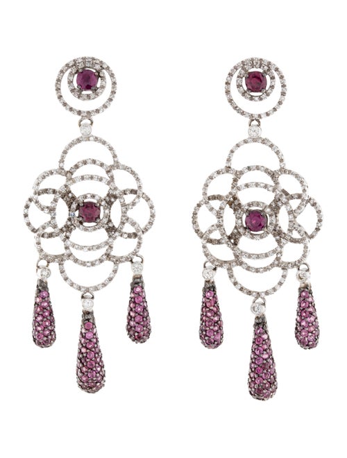 Earrings 18k Garnet Diamond Drop Yellow Gold Chandelier Earri119375 The Realreal Earrings 18k Garnet Diamond Drop, Hot Pink Locker Chandelier Earrings