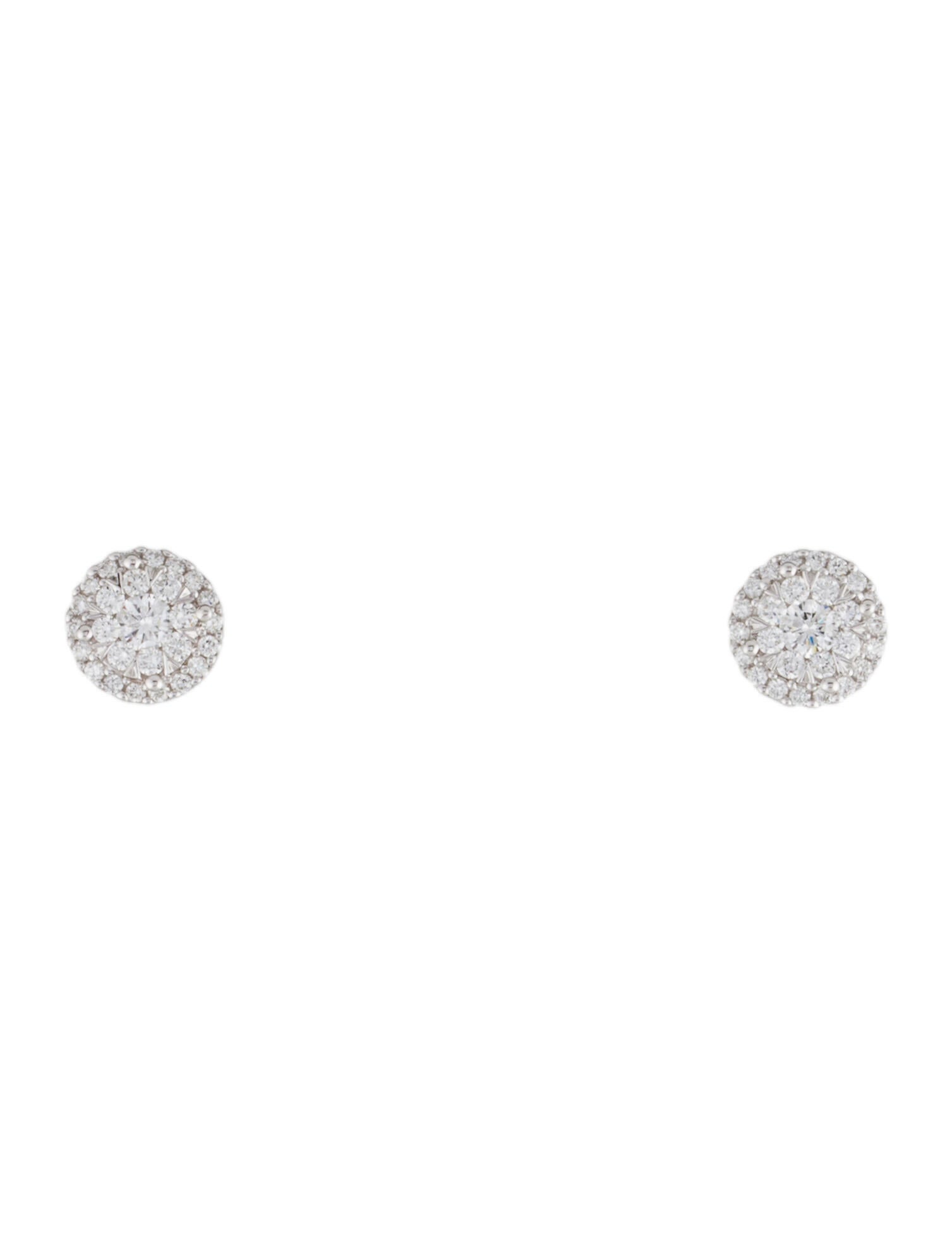 Roberto Coin 18K Diamond Cluster Stud Earrings 14K White Gold Stud