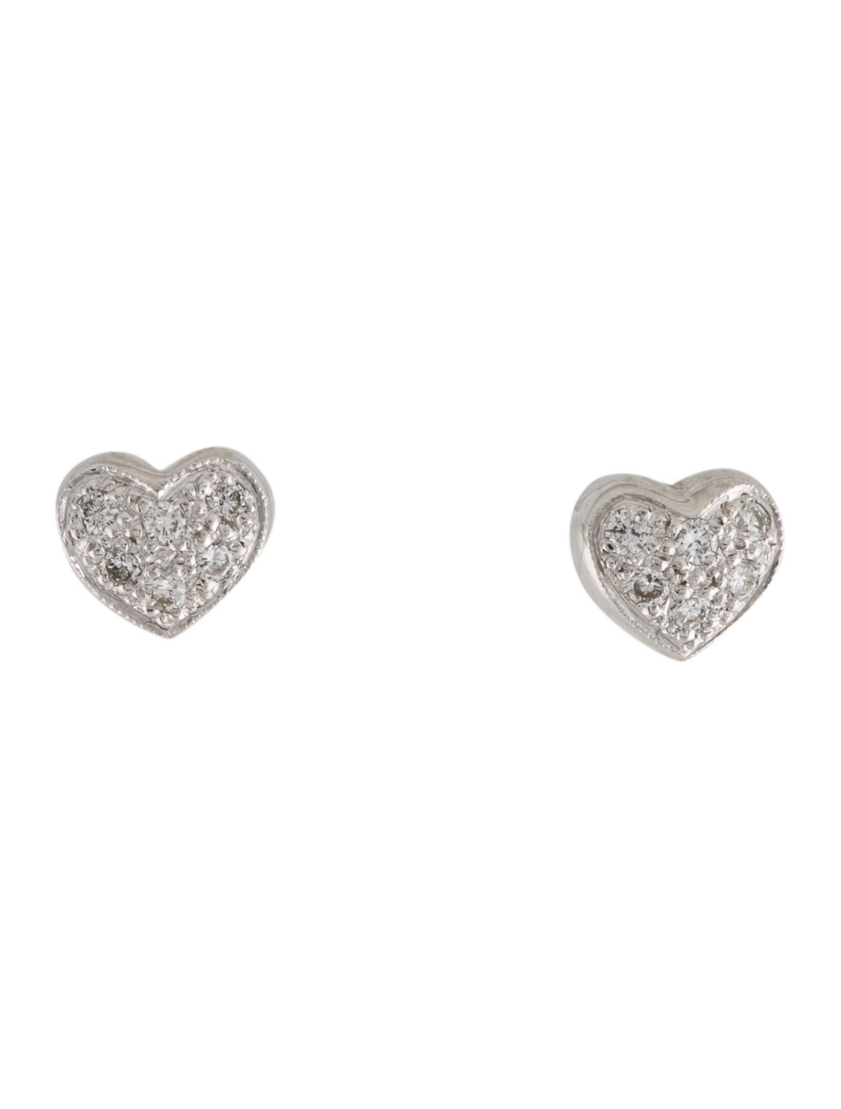 Tiffany & Co. Mini Heart Tag Stud Earrings SilverTone Metal Stud