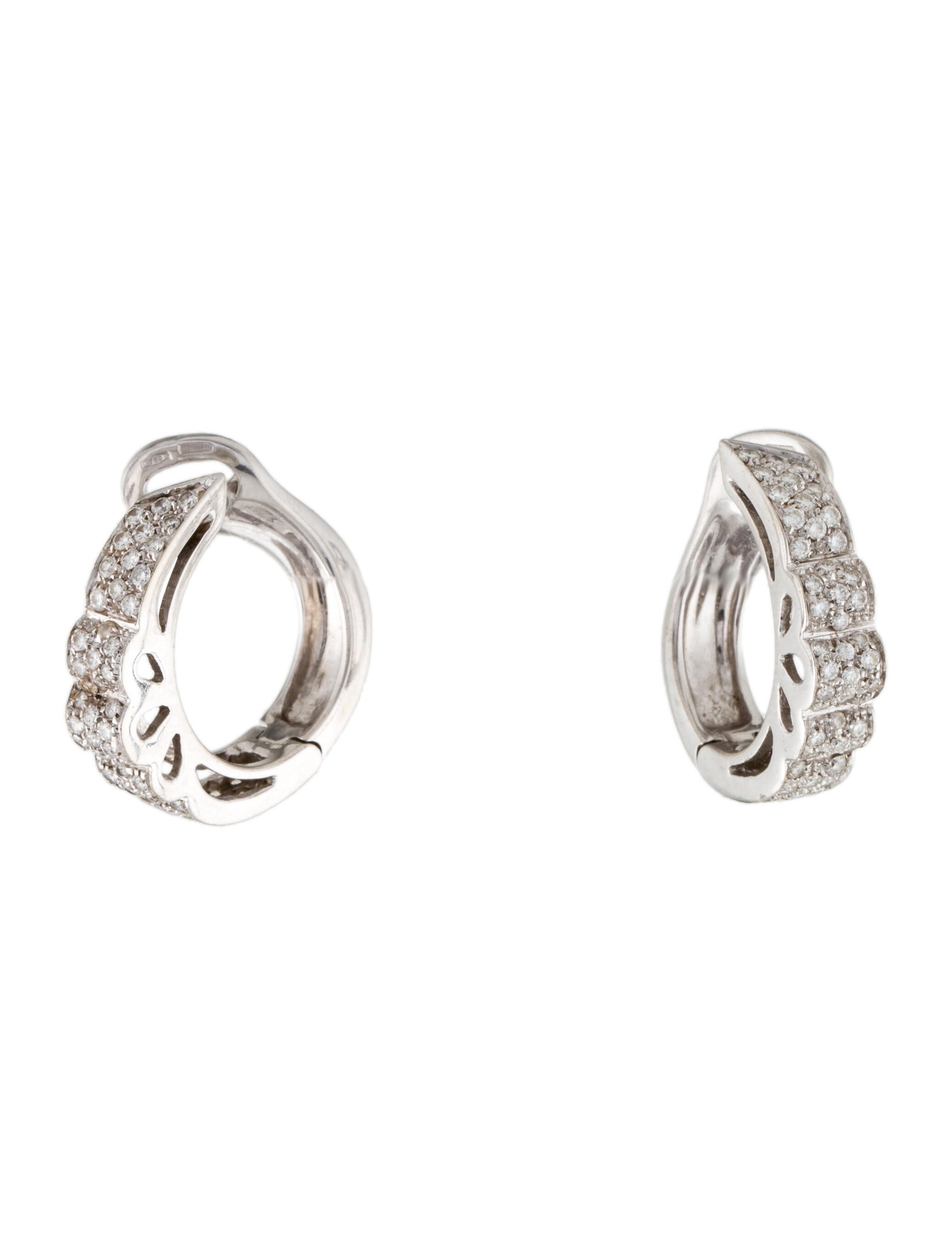 Tiffany & Co. 18K Diamond Atlas Hoop Earrings RhodiumPlated 18K