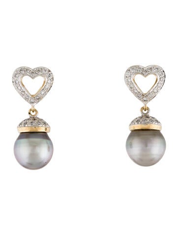 Earrings Drop 14K Pearl & Diamond 11.0-12.0mm