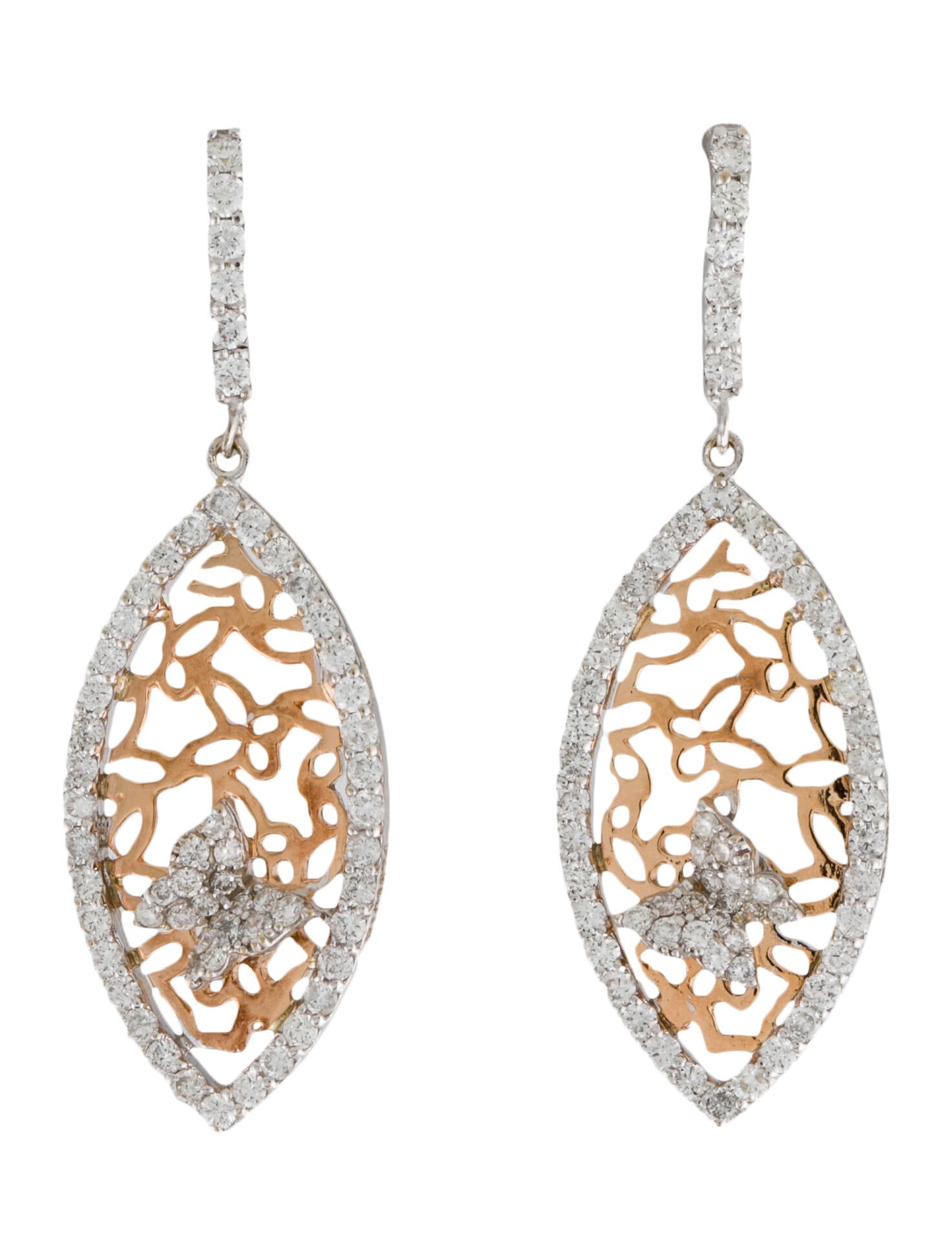 Earrings Yessayan 18K Diamond Drop Earrings 18K Rose Gold Drop