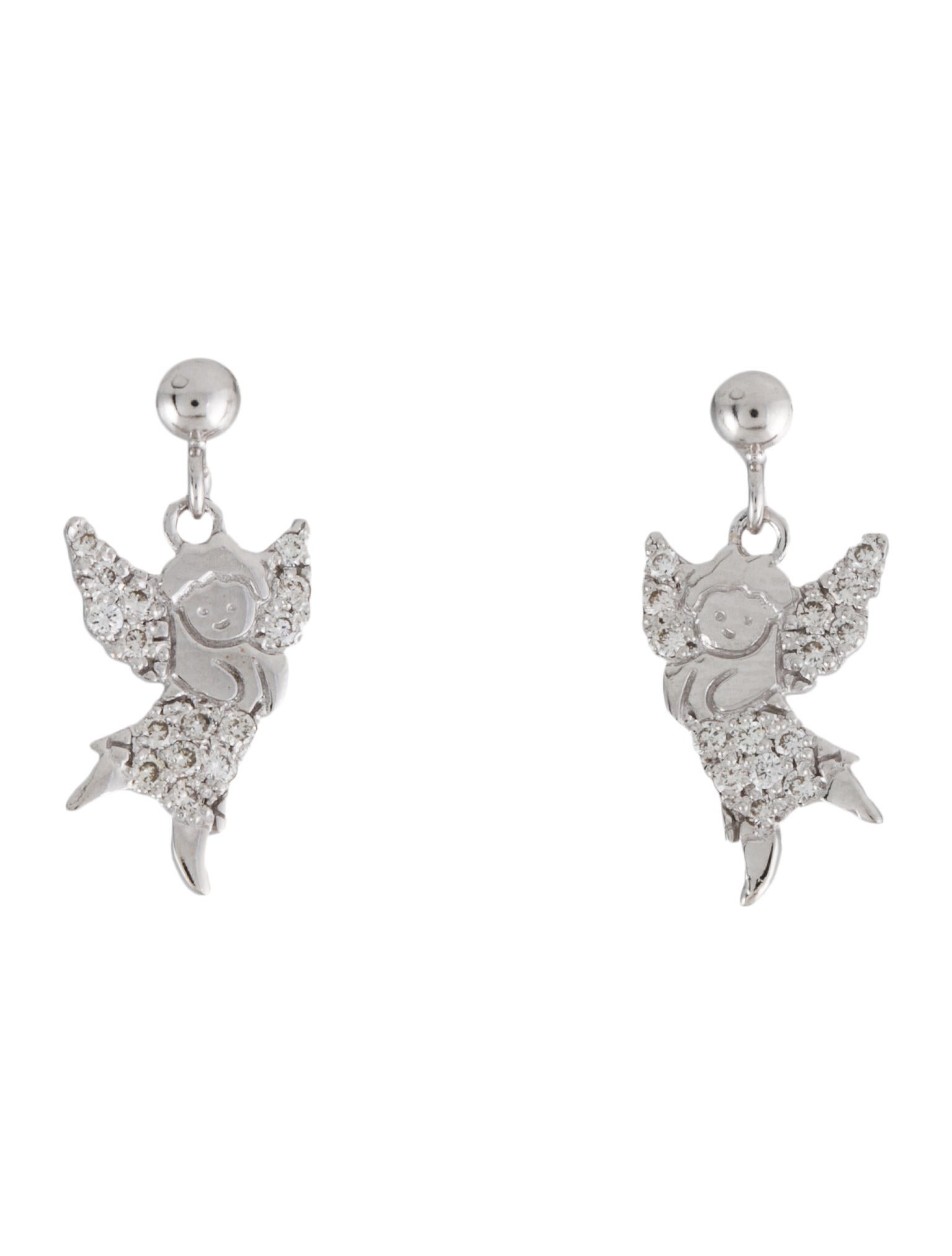 Earrings 18K Diamond Angel Drop Earrings 18K White Gold Drop
