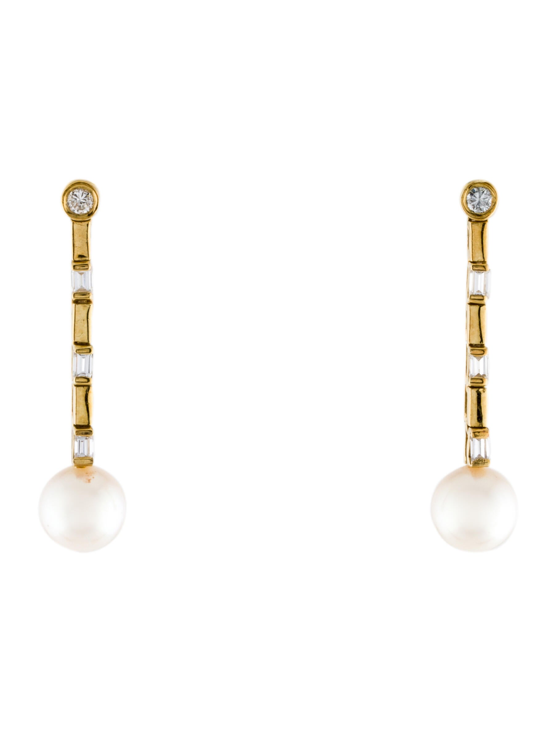 Earrings 18K Diamond Line Drop Earrings 18K Yellow Gold Drop, Earrings EARRI185243 The