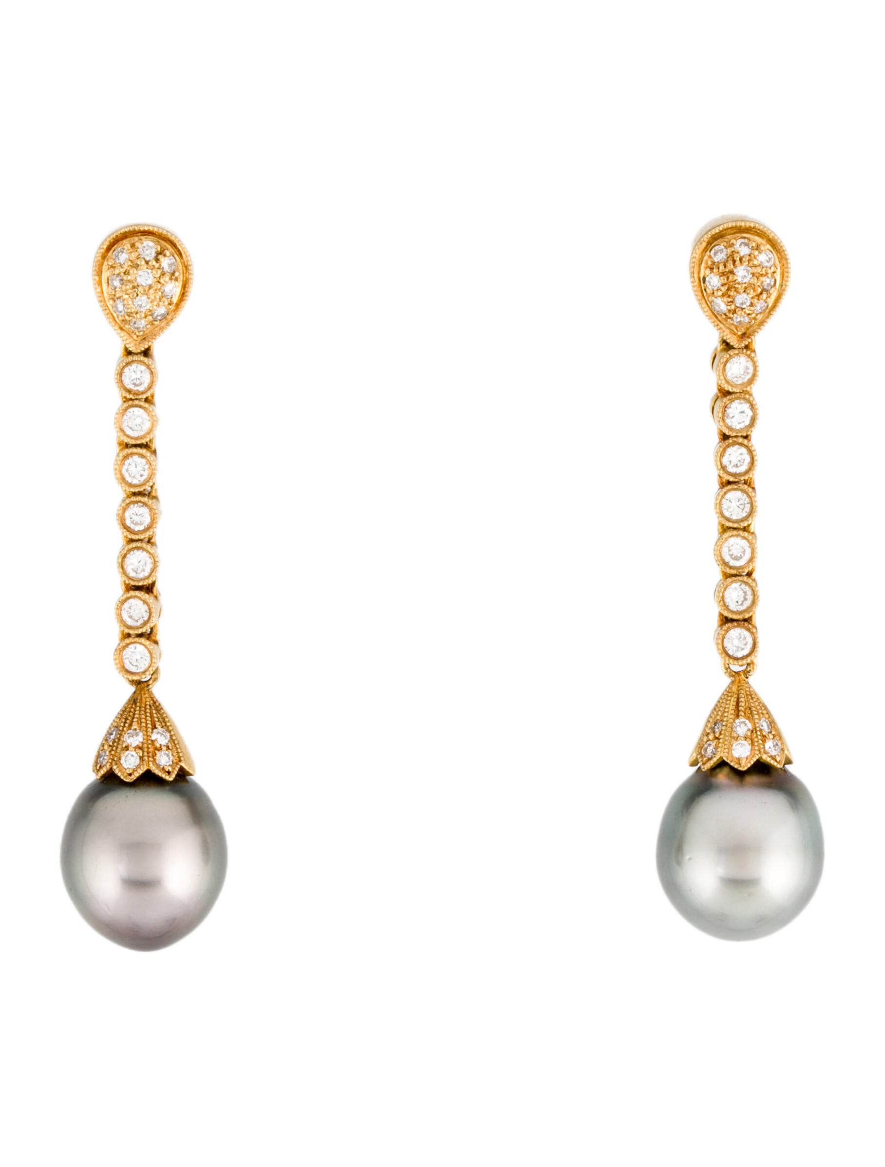 David Yurman 18K Pearl & Diamond Solari Drop Earrings 18K Yellow Gold Drop, Earrings