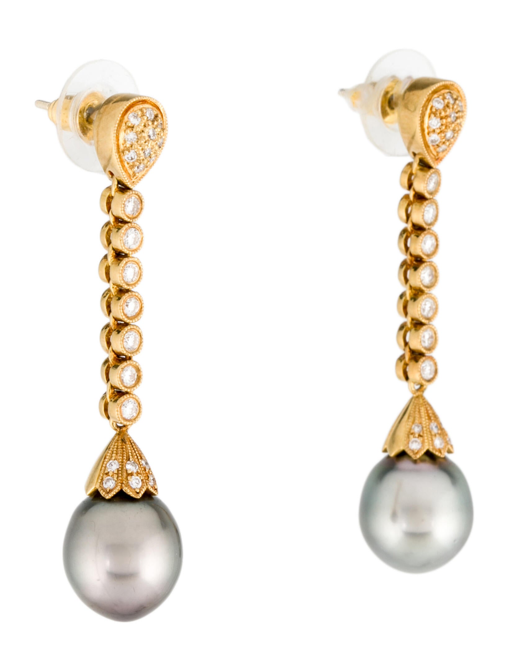 David Yurman 18K Pearl & Diamond Solari Drop Earrings 18K Yellow Gold Drop, Earrings