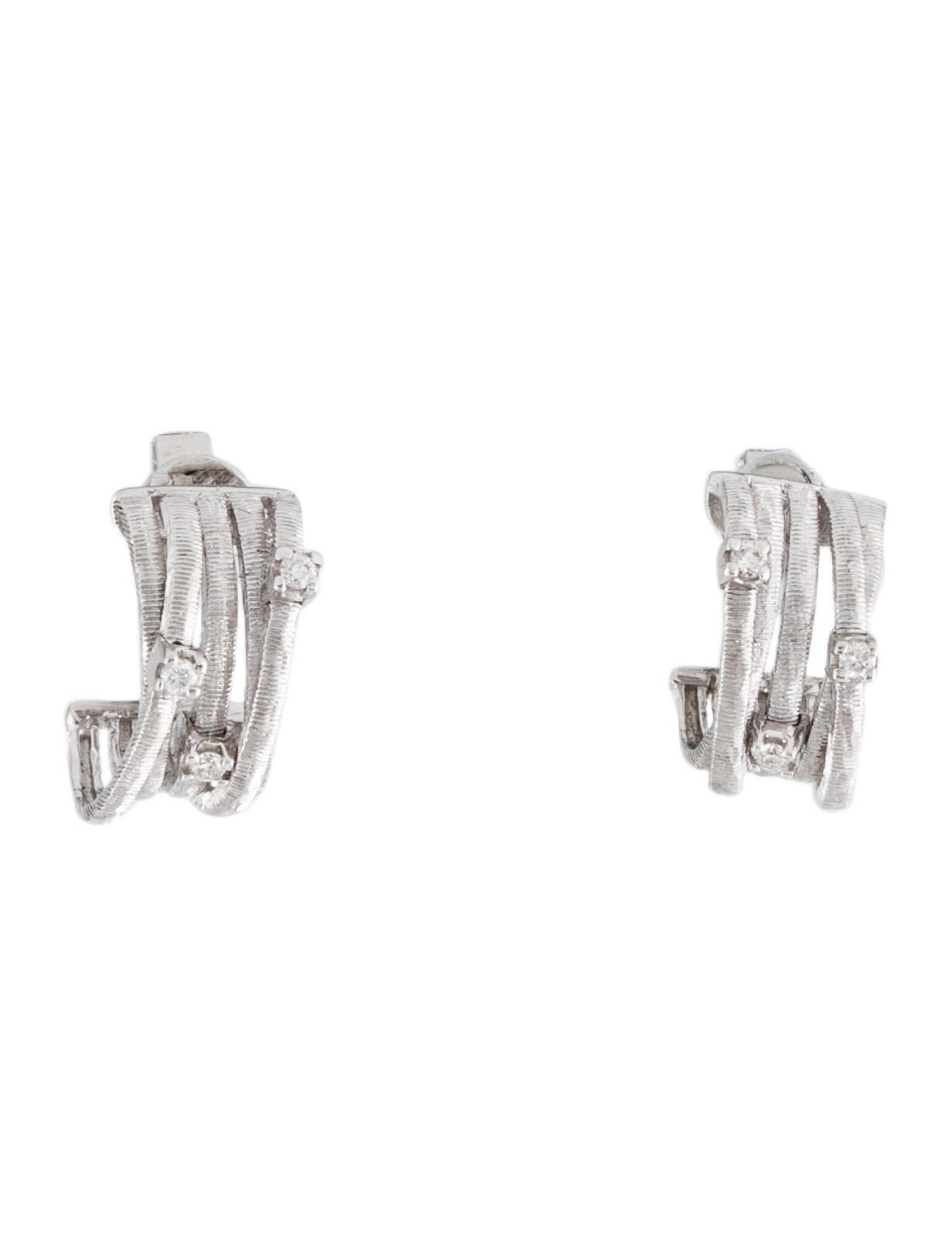 David Yurman Pave Diamond Crossover Hoop Earrings 14K White Gold Hoop