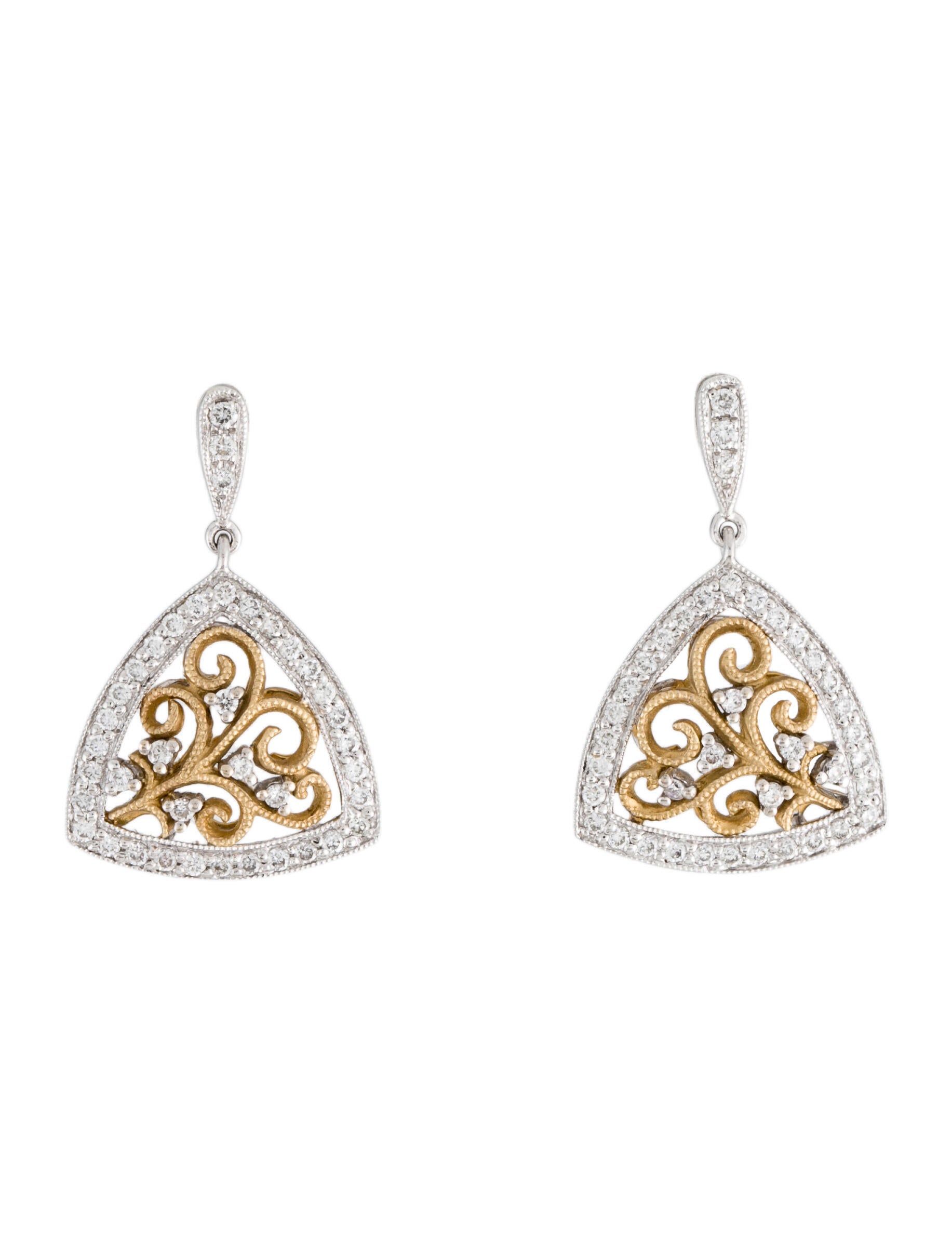 Earrings 14K Diamond Drop Earrings 14K White Gold Drop, Earrings