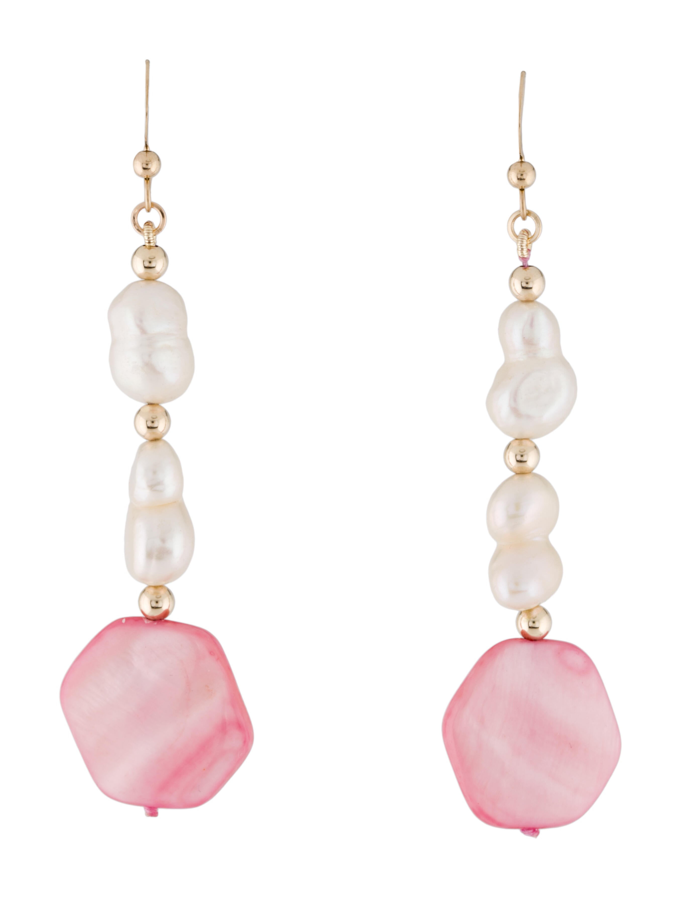 Earrings 14K Pearl & Dyed Mother-of-Pearl Drop Earrings