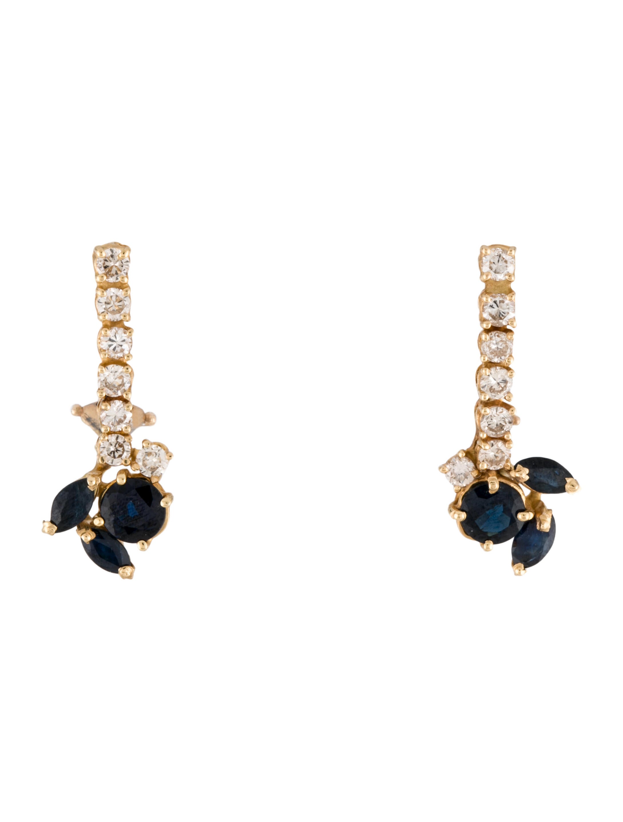 Earrings 14K 2.16ctw Sapphire & Diamond Clip-On