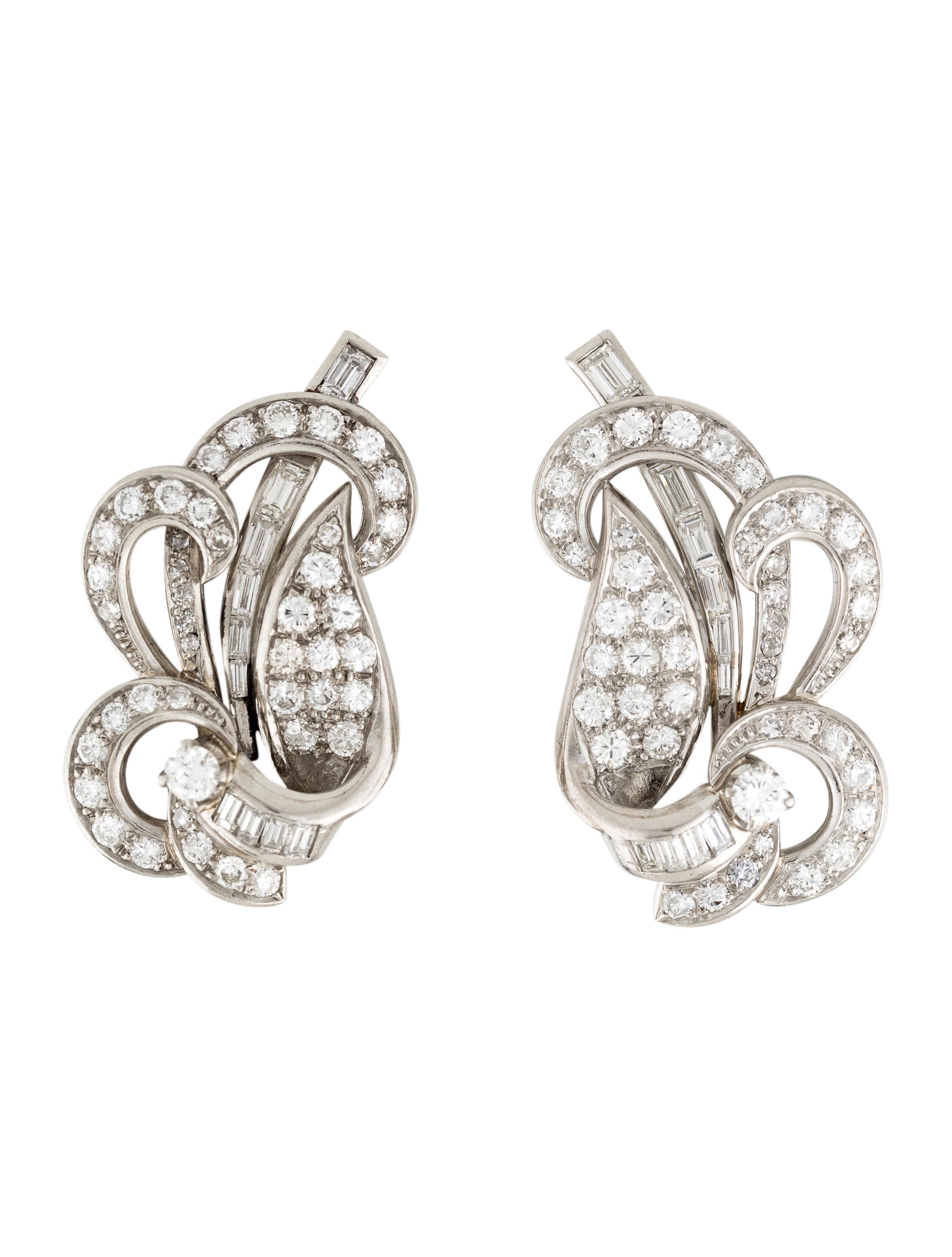 Bvlgari Vintage Platinum Diamond ClipOn Earrings 950 Platinum Clip
