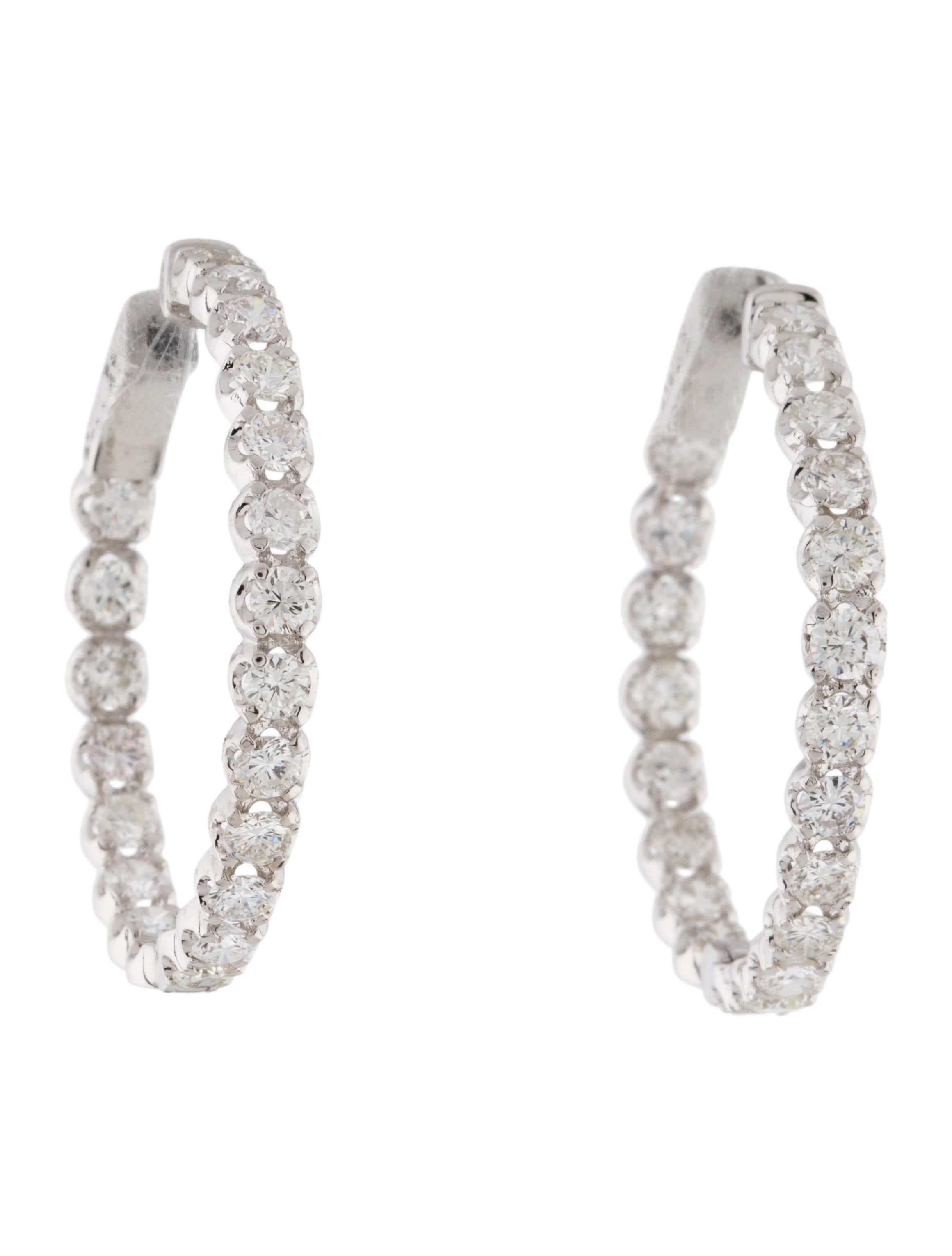 Earrings 14K Diamond Inside-Out Hoop Earrings - Rhodium-Plated 14K ...