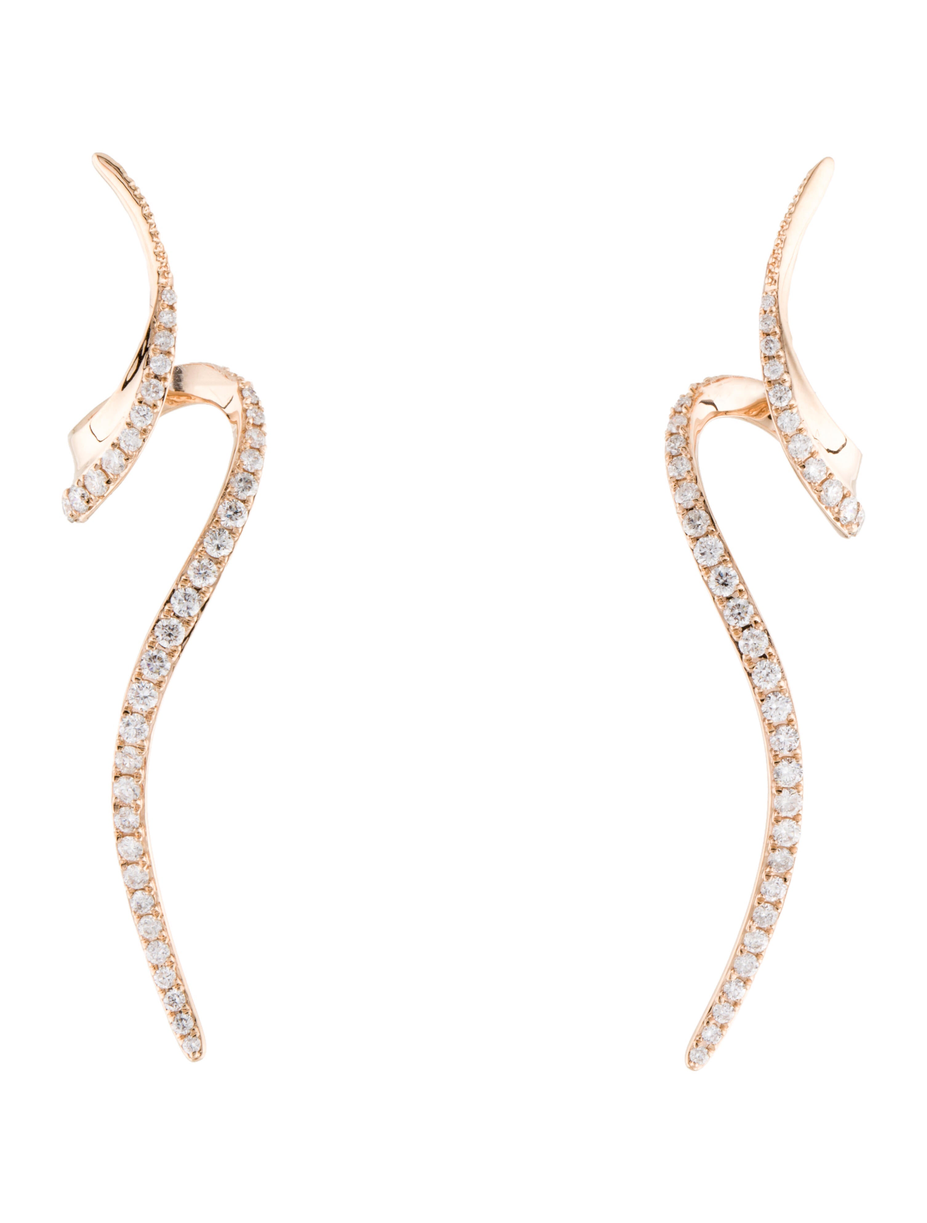 Earrings 18K Diamond Loop Drop Earrings 18K White Gold Drop, Earrings