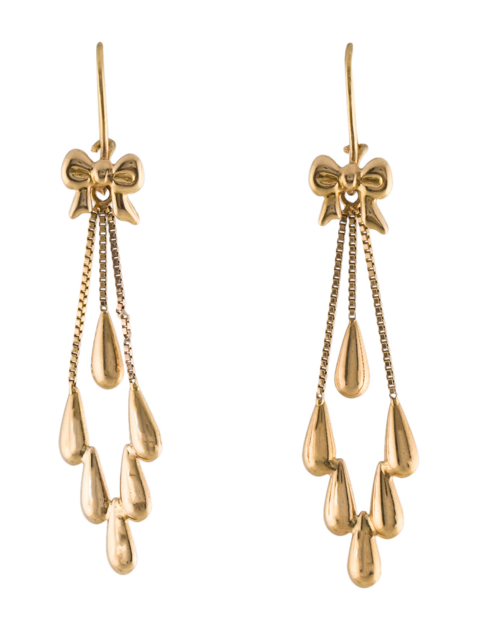 Earrings 18K Bow Chandelier Drop Earrings 18K Yellow Gold Chandelier