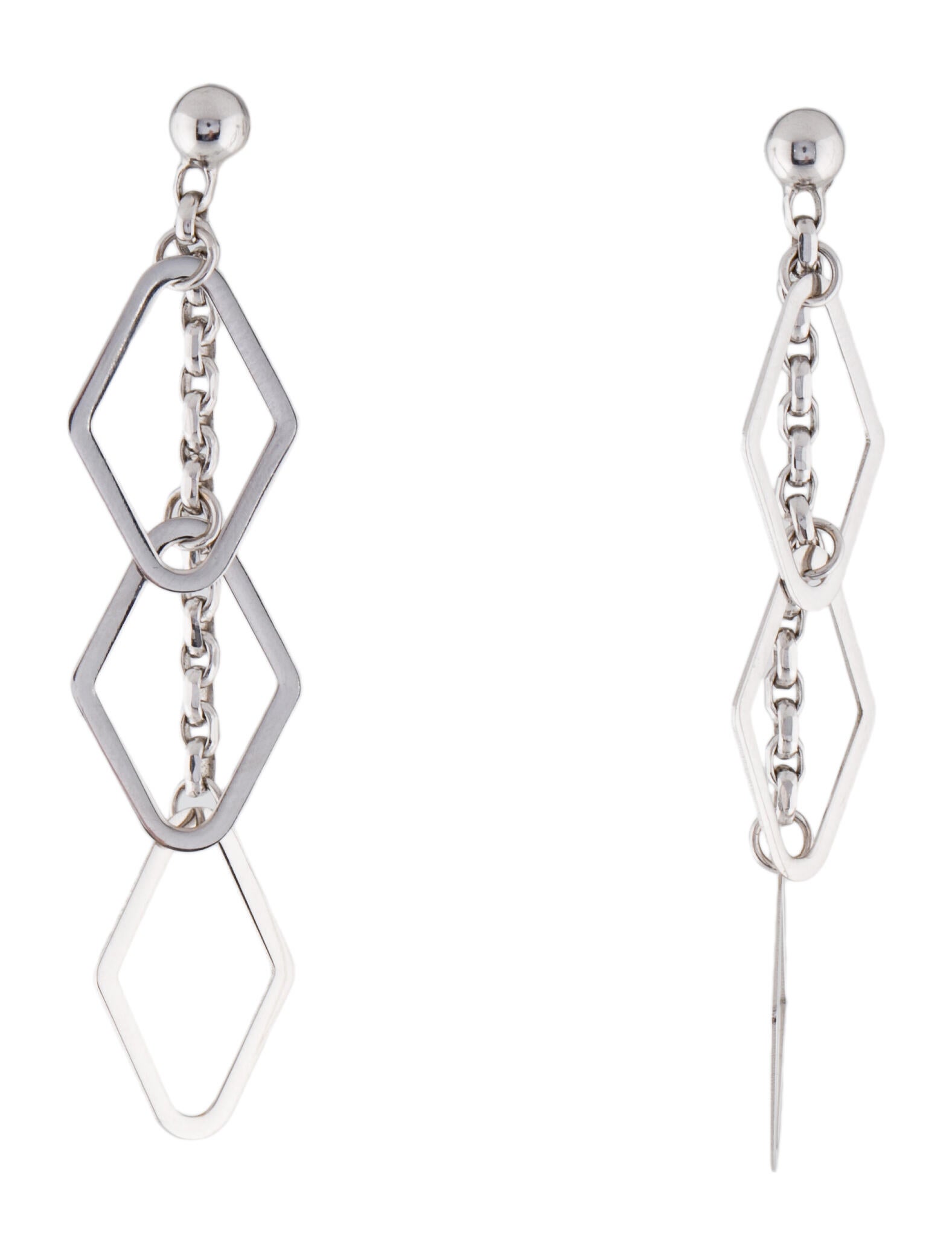 Earrings 18K Geometric Drop Earrings 14K White Gold Drop, Earrings