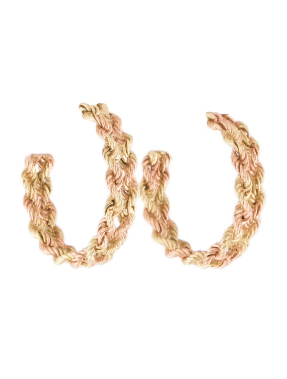 Earrings 14K TwoTone Braided Rope Hoop Earrings 14K Yellow Gold Hoop, Earrings EARRI209714