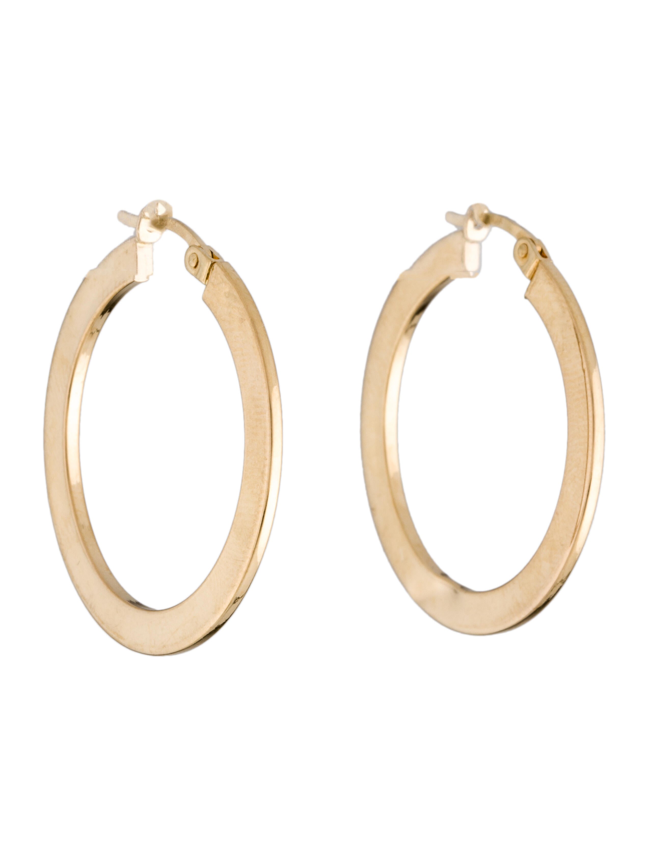Earrings 14K Twist Hoop Earrings 14K Yellow Gold Hoop, Earrings