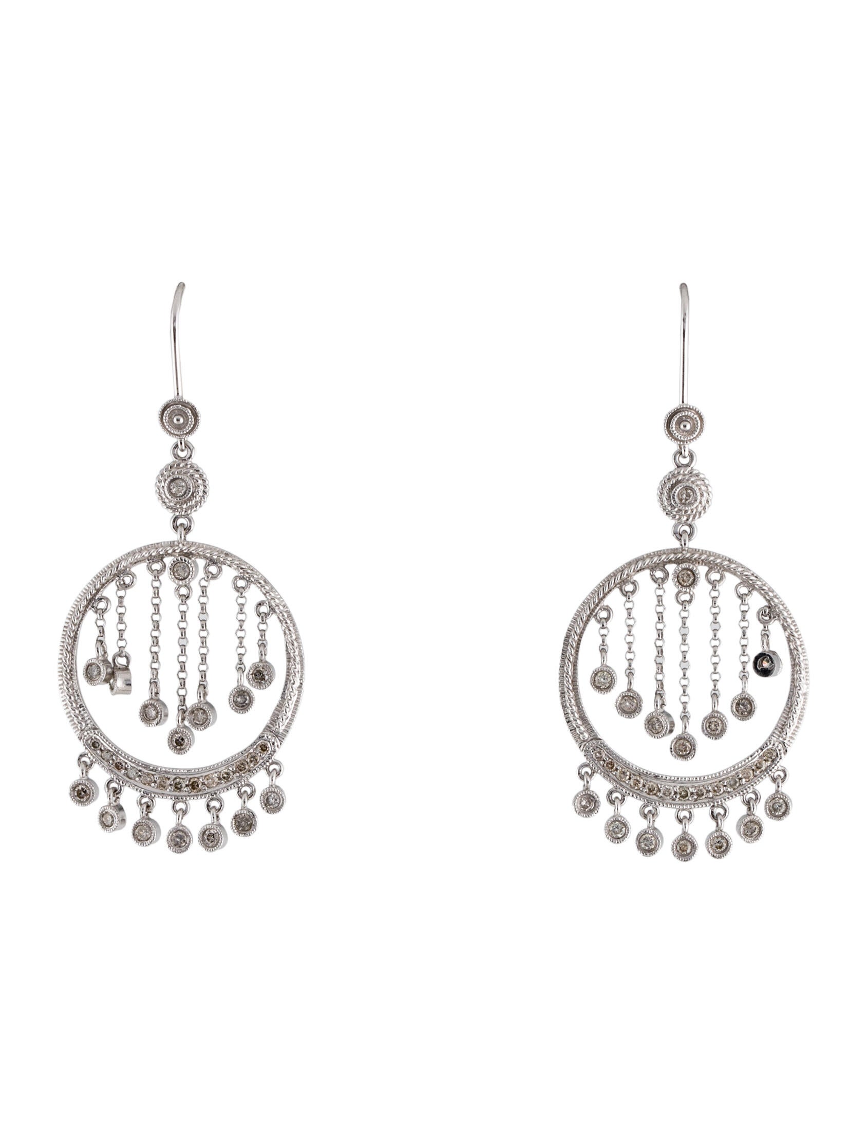 Earrings 18K Diamond Drop Earrings 18K White Gold Drop, Earrings