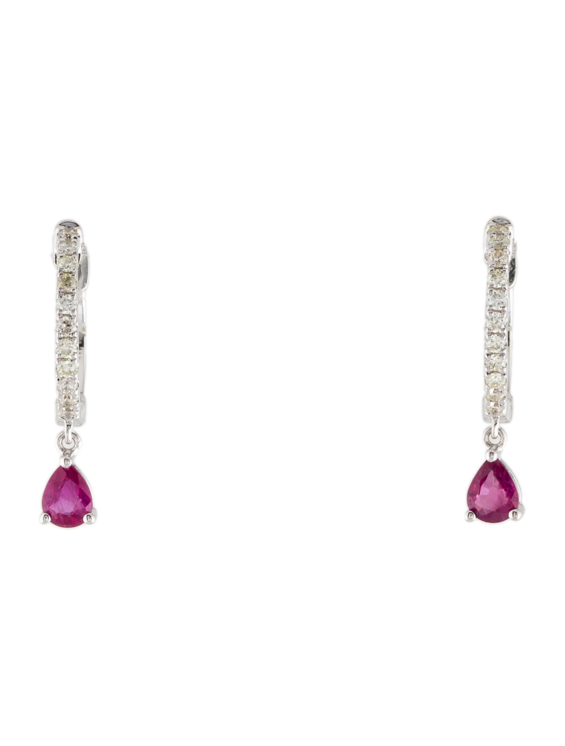 Earrings 14K Ruby & Diamond Drop Earrings