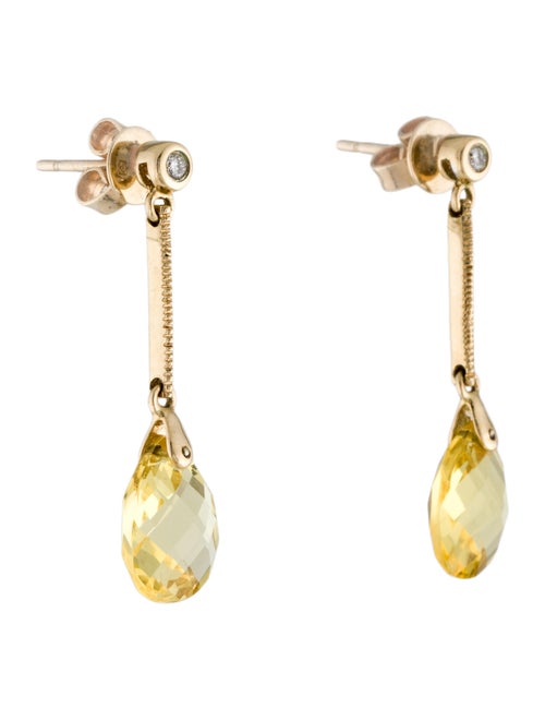 Earrings 14K Heliodor & Diamond Drop Earrings