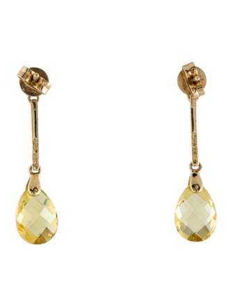 Earrings 14K Heliodor & Diamond Drop Earrings